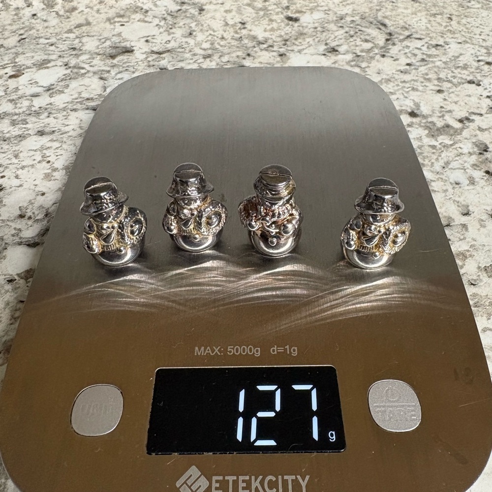 Reed & Barton Snowman Christmas vintage silver-plated place card holders